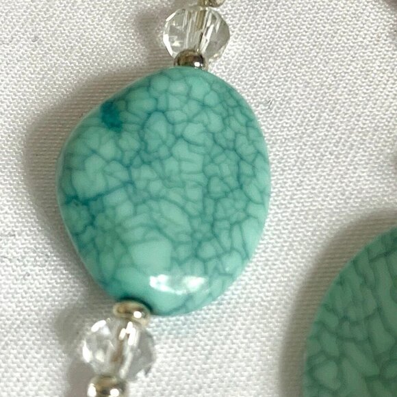 Reimagined Faux Turquoise Glass Bead Hook Earrings - Picture 3 of 6